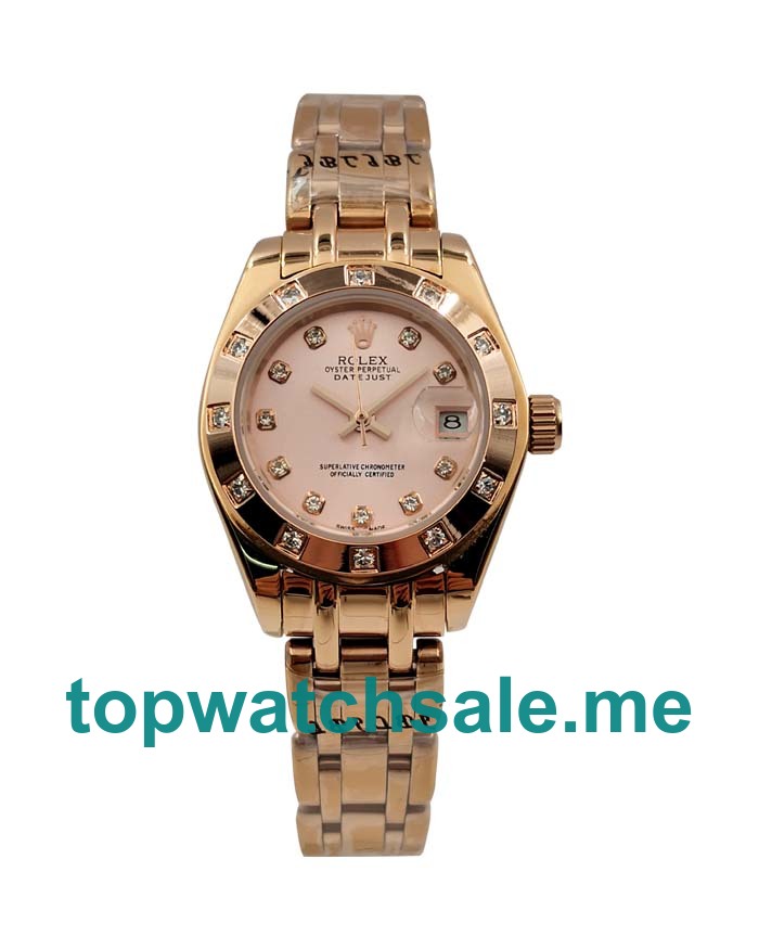 27MM Women Rolex Pearlmaster 80315 Rose Dials Replica Watches UK