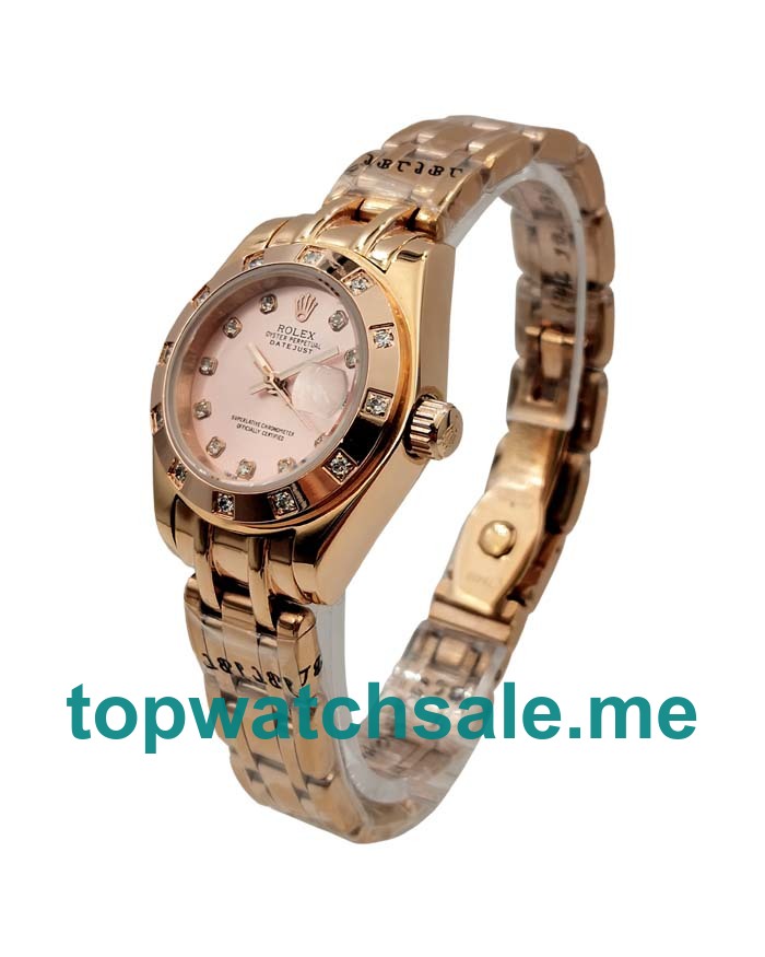 27MM Women Rolex Pearlmaster 80315 Rose Dials Replica Watches UK