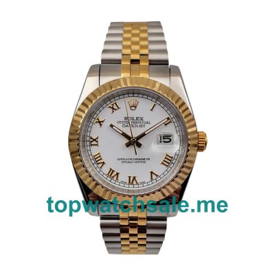 36MM Men Rolex Datejust 16233 White Dials Replica Watches UK
