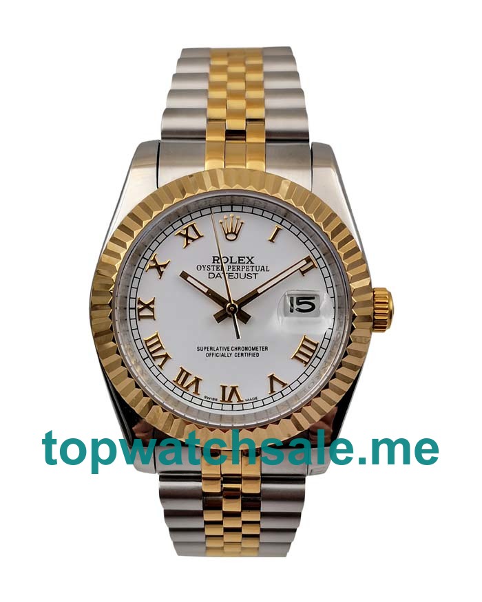 36MM Men Rolex Datejust 16233 White Dials Replica Watches UK