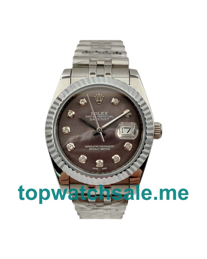 36MM Men Rolex Datejust 116234 Black Mother Of Pearl Dials Replica Watches UK