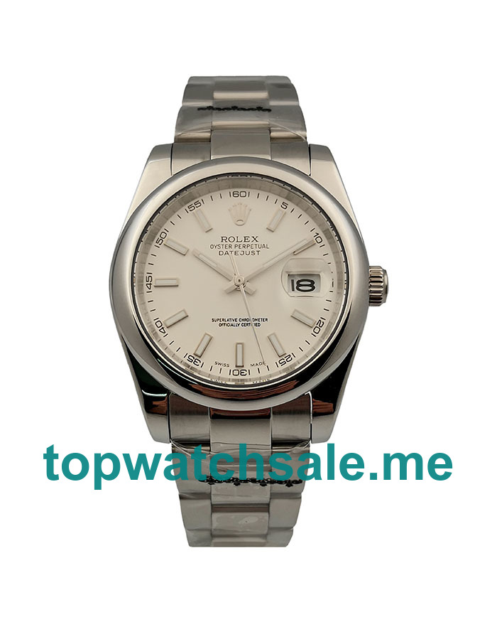 36MM Men Rolex Datejust 115200 White Dials Replica Watches UK