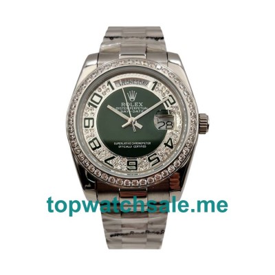 36MM Men Rolex Day-Date 118346 Green And Silver Dials Replica Watches UK