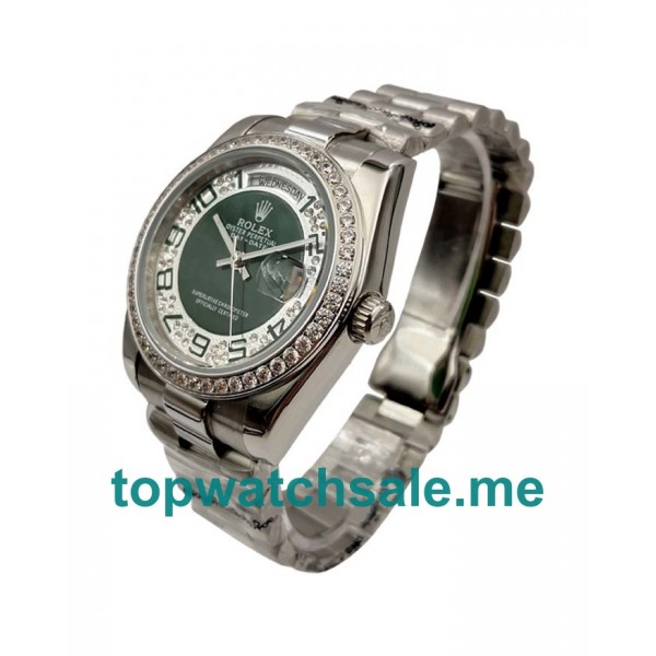 36MM Men Rolex Day-Date 118346 Green And Silver Dials Replica Watches UK