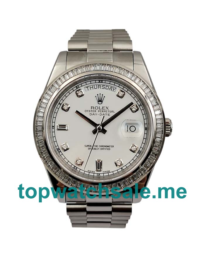 41MM Swiss Men Rolex Day-Date 118346 White Dials Replica Watches UK