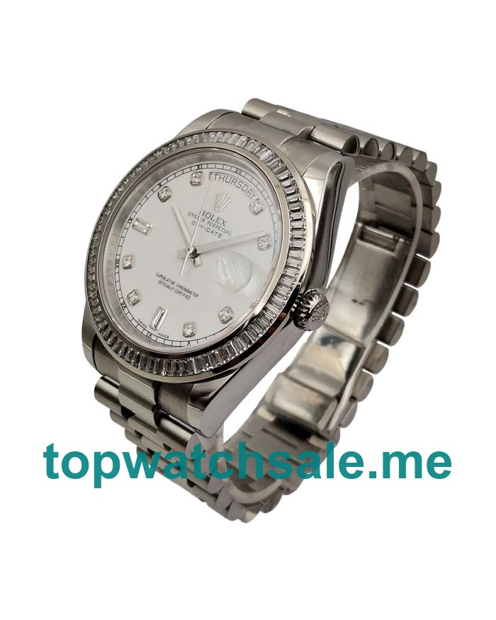 41MM Swiss Men Rolex Day-Date 118346 White Dials Replica Watches UK