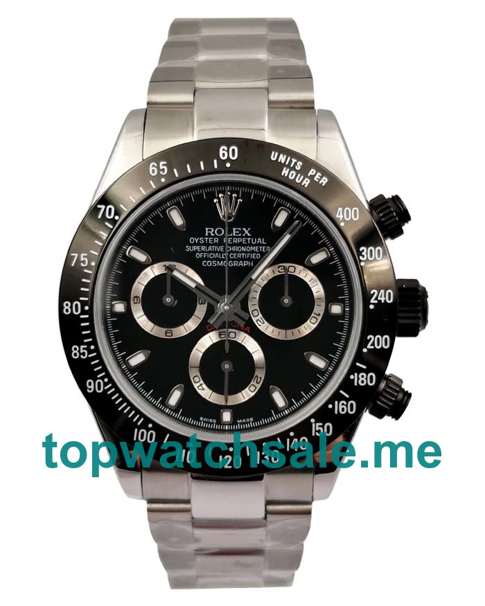 40MM Swiss Men Rolex Daytona 116500 LN Black Dials Replica Watches UK