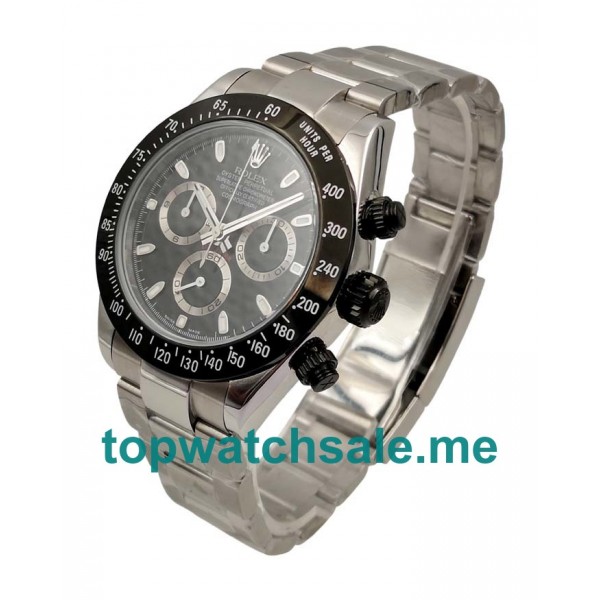 40MM Swiss Men Rolex Daytona 116500 LN Black Dials Replica Watches UK