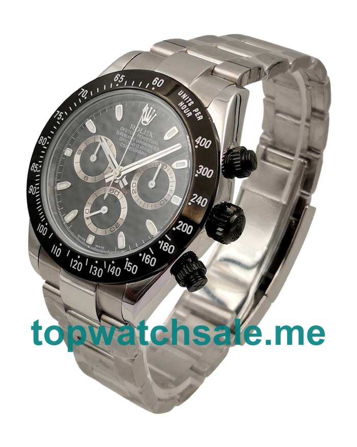 40MM Swiss Men Rolex Daytona 116500 LN Black Dials Replica Watches UK