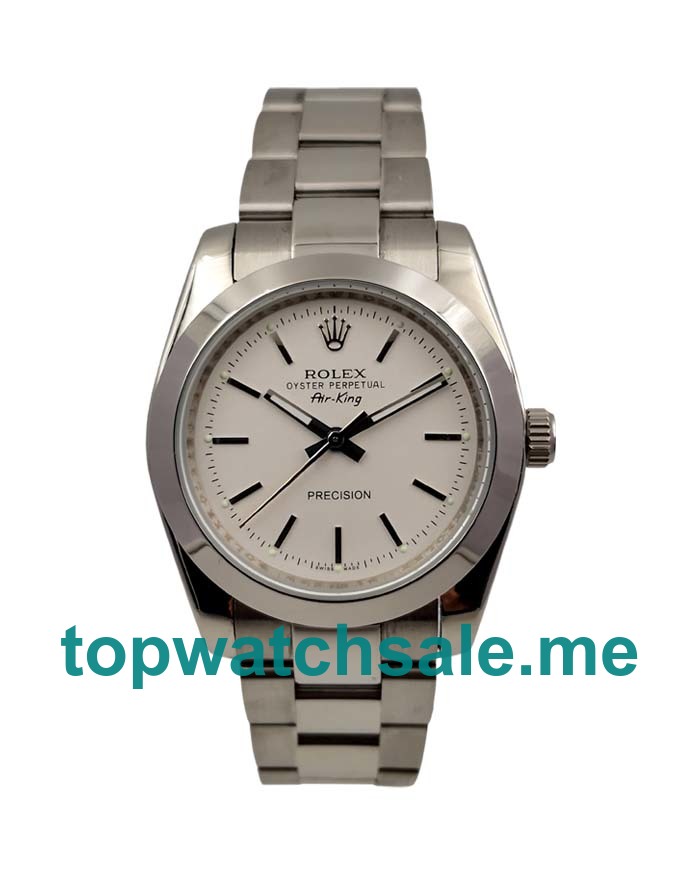 36MM Men And Women Rolex Air-King 14000 White Dials Replica Watches UK