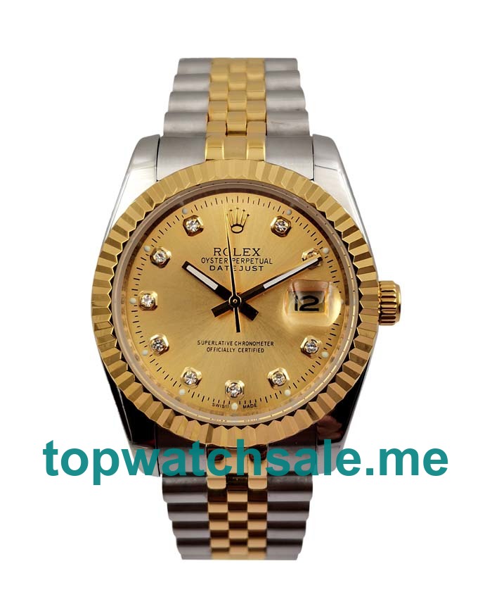 36MM Men Rolex Datejust 16233 Champagne Dials Replica Watches UK