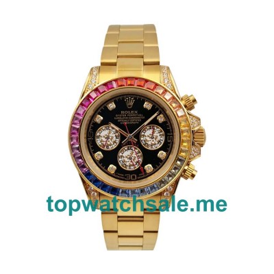 40MM Men Rolex Daytona 116598 RBOW Black Dials Replica Watches UK