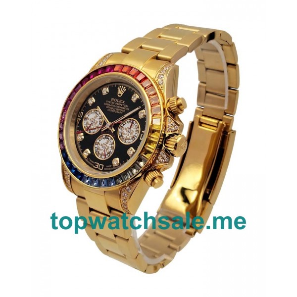 40MM Men Rolex Daytona 116598 RBOW Black Dials Replica Watches UK
