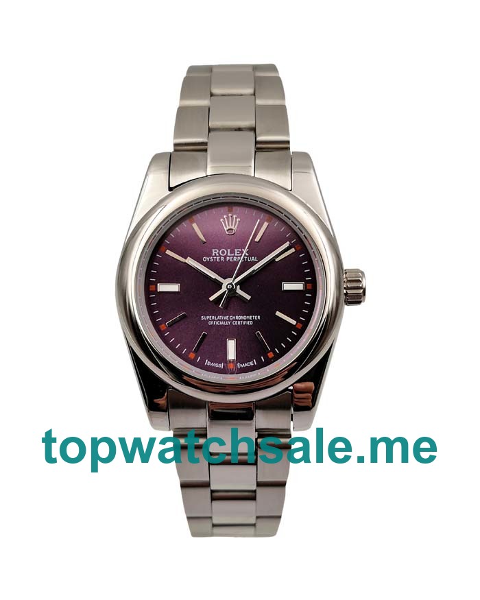 31MM Women Rolex Oyster Perpetual 177200 Purple Dials Replica Watches UK