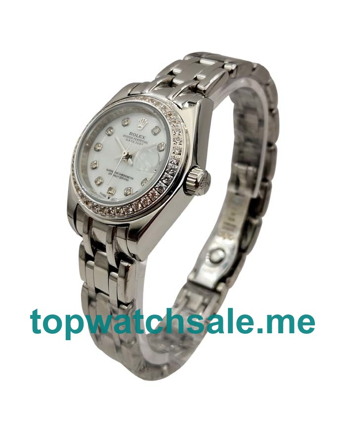 26MM Women Rolex Pearlmaster 80299 White Dials Replica Watches UK