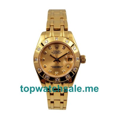 28MM Women Rolex Pearlmaster 81318 Champagne Dials Replica Watches UK