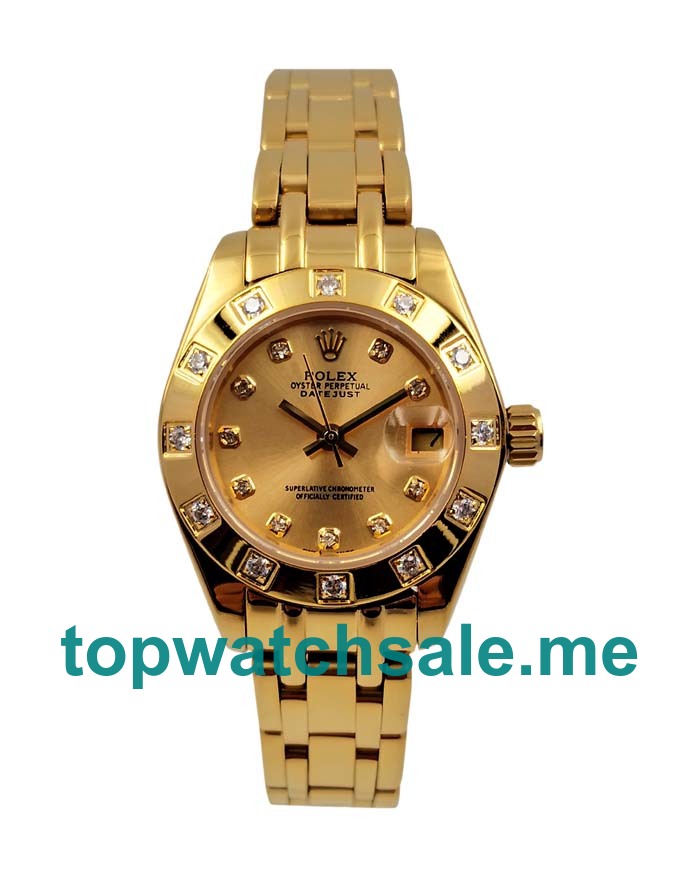 28MM Women Rolex Pearlmaster 81318 Champagne Dials Replica Watches UK