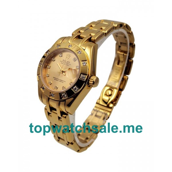 28MM Women Rolex Pearlmaster 81318 Champagne Dials Replica Watches UK