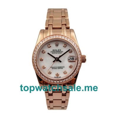 31MM Women Rolex Pearlmaster 81285 White Mother Of Pearl Dials Replica Watches UK