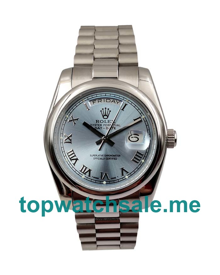 36MM Men Rolex Day-Date 118206 Blue Dials Replica Watches UK