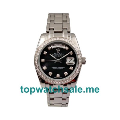 36MM Men Rolex Day-Date 118346 Black Dials Replica Watches UK