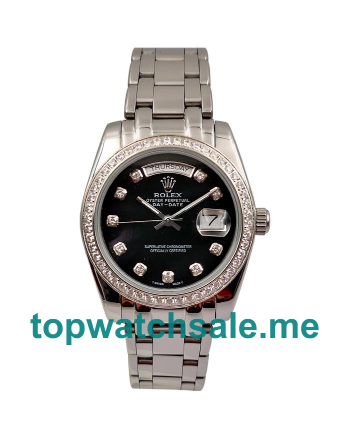 36MM Men Rolex Day-Date 118346 Black Dials Replica Watches UK