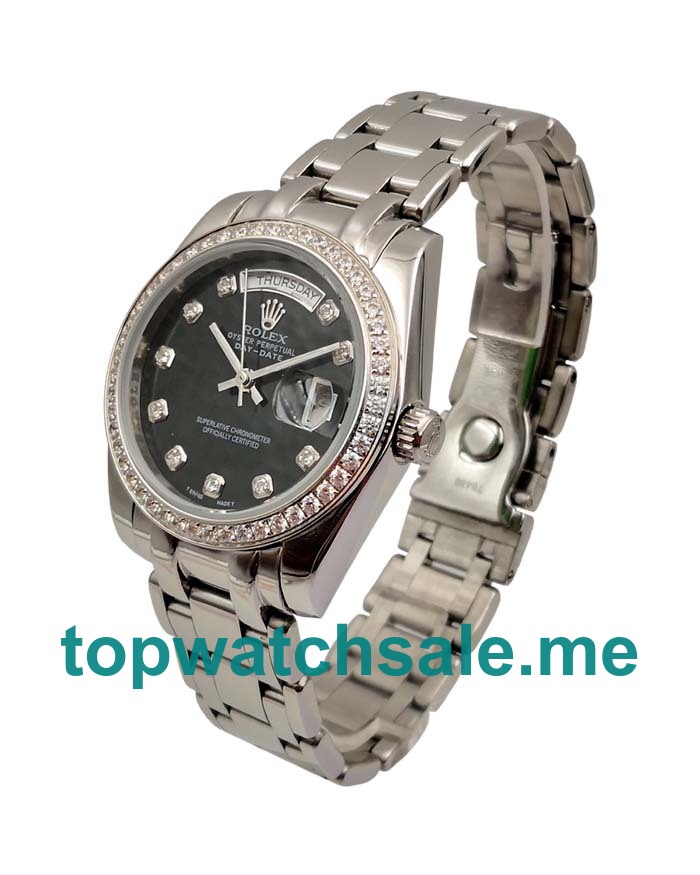 36MM Men Rolex Day-Date 118346 Black Dials Replica Watches UK