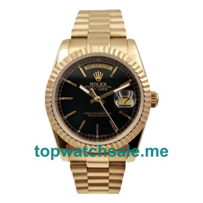 36MM Men Rolex Day-Date 118238 Black Dials Replica Watches UK
