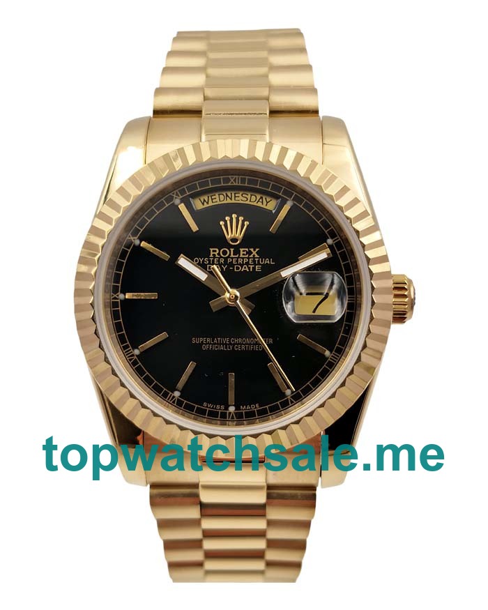 36MM Men Rolex Day-Date 118238 Black Dials Replica Watches UK