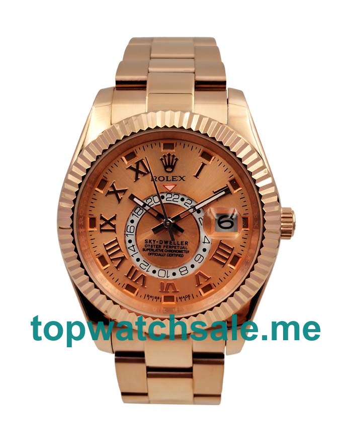 40.5MM Men Rolex Sky-Dweller 326935 Champagne Dials Replica Watches UK