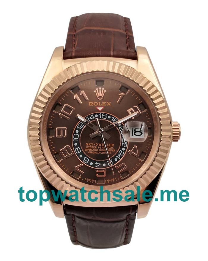 42MM Men Rolex Sky-Dweller 326135 Brown Dials Replica Watches UK