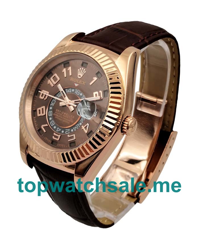 42MM Men Rolex Sky-Dweller 326135 Brown Dials Replica Watches UK