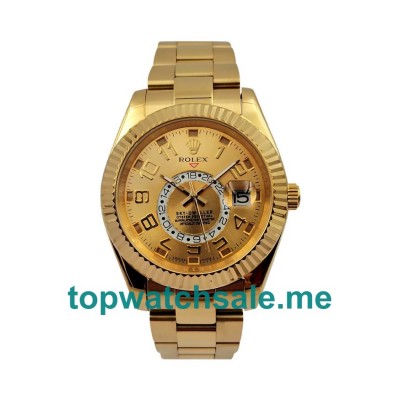 42MM Men Rolex Sky-Dweller 326938 Champagne Dials Replica Watches UK