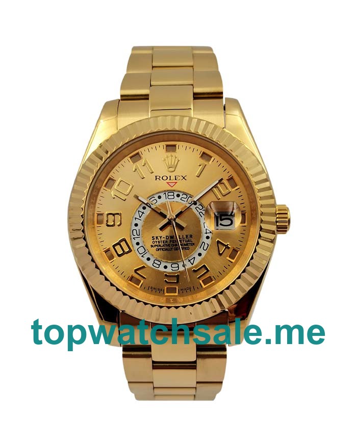 42MM Men Rolex Sky-Dweller 326938 Champagne Dials Replica Watches UK