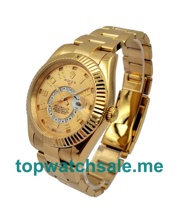 42MM Men Rolex Sky-Dweller 326938 Champagne Dials Replica Watches UK