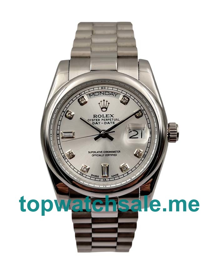 36MM Men Rolex Day-Date 118239 Silver Dials Replica Watches UK