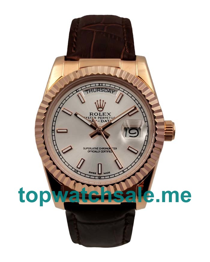 36MM Men Rolex Day-Date 118135 Silver Dials Replica Watches UK