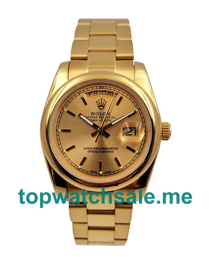 36MM Men Rolex Day-Date 118238 Champagne Dials Replica Watches UK