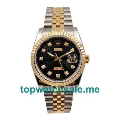 36MM Men Rolex Datejust 116233 Black Dials Replica Watches UK