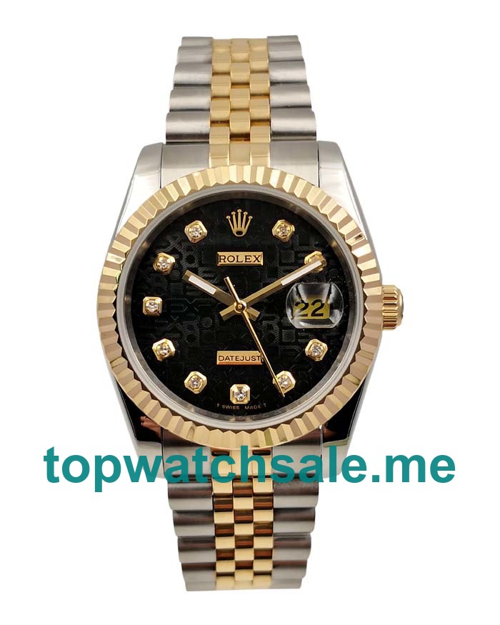 36MM Men Rolex Datejust 116233 Black Dials Replica Watches UK