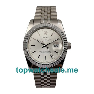 36MM Men Rolex Datejust 1603 Silver Dials Replica Watches UK