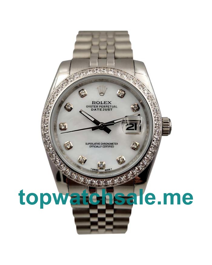 36MM Women Rolex Datejust 116244 White Mother Of Pearl Dials Replica Watches UK