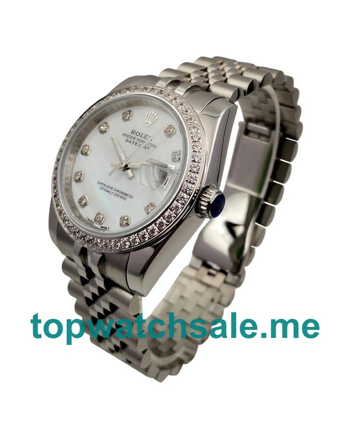 36MM Women Rolex Datejust 116244 White Mother Of Pearl Dials Replica Watches UK