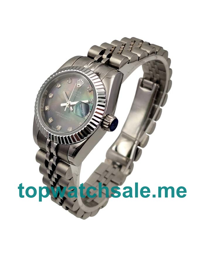 26MM Women Rolex Lady-Datejust 79174 Black Mother Of Pearl Dials Replica Watches UK