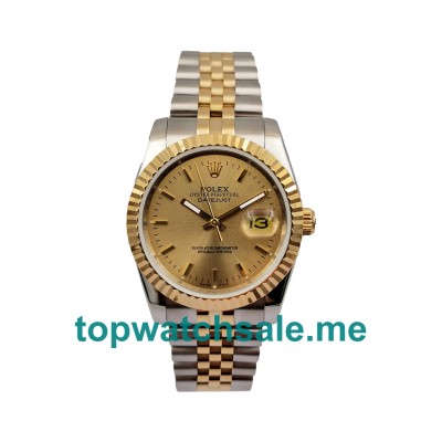 36MM Men Rolex Datejust 16233 Champagne Dials Replica Watches UK