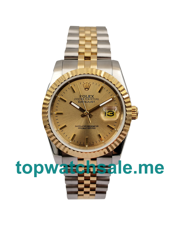 36MM Men Rolex Datejust 16233 Champagne Dials Replica Watches UK