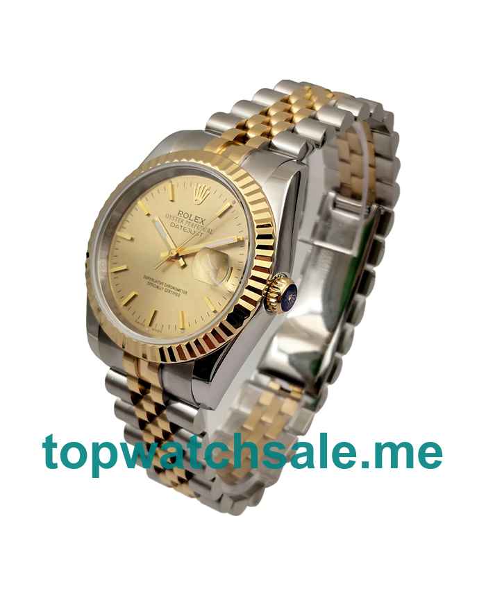 36MM Men Rolex Datejust 16233 Champagne Dials Replica Watches UK