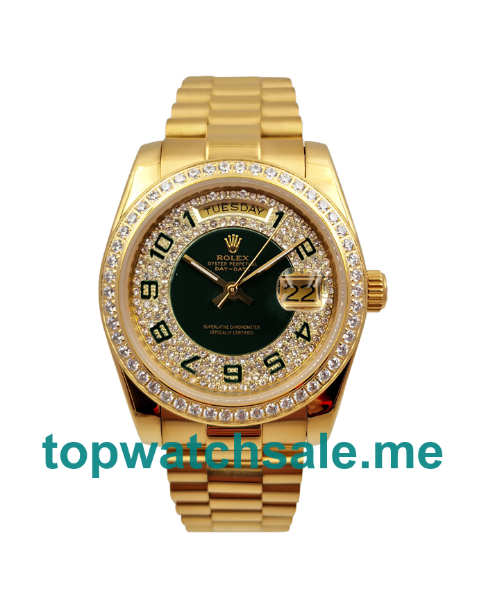 36MM Men Rolex Day-Date 118348 Green Dials Replica Watches UK