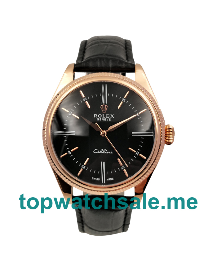 39MM Men Rolex Cellini 50505 Black Dials Replica Watches UK