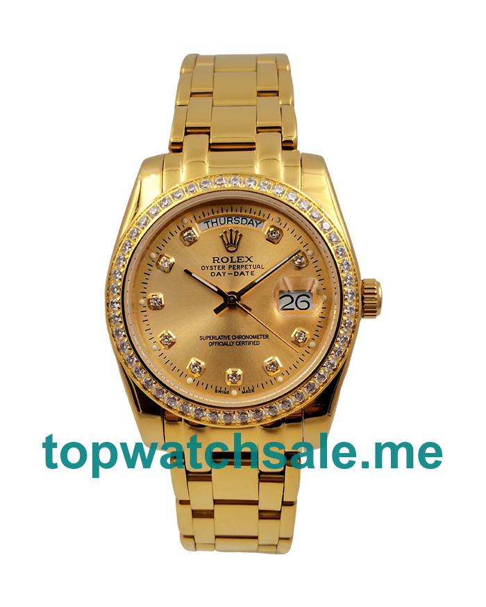 36MM Men Rolex Day-Date 18038 Champagne Dials Replica Watches UK